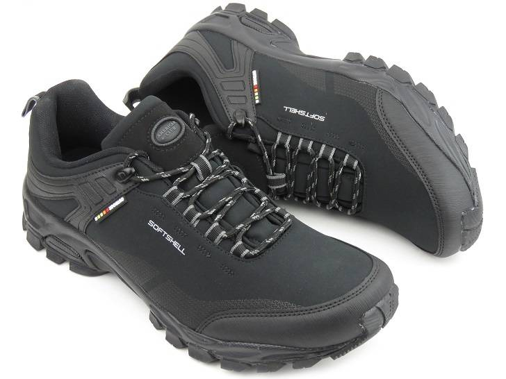 Trekkingi męskie z tkaniną softshell - AMERICAN CLUB WT82/22, czarne (duże rozmiary 47-49)