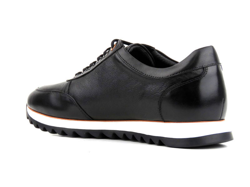 Skórzane sneakersy męskie - JOHN DOUBARE A230-G5-SW3, czarne