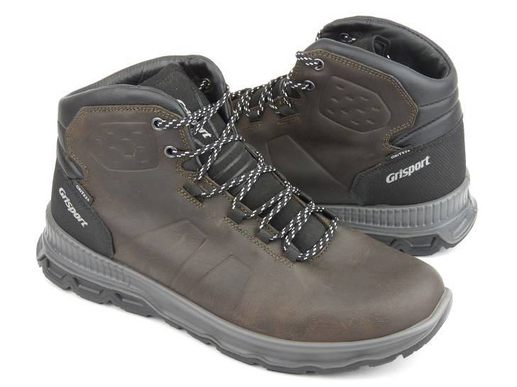 Włoskie trekkingi męskie z membraną - GRISPORT 14803T42G Marrone Texas, ciemnobrązowe
