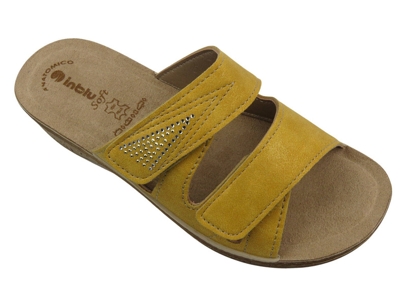 Klapki damskie na koturnie - INBLU PV-04, żółte