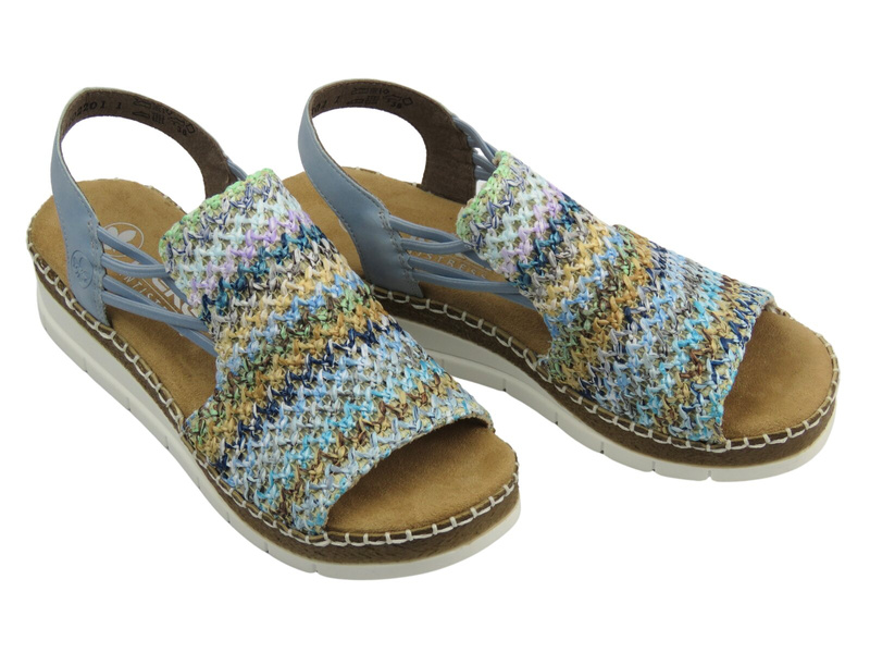Sandały damskie Rieker V1241-91, multikolor plecionka stylowe lekkie