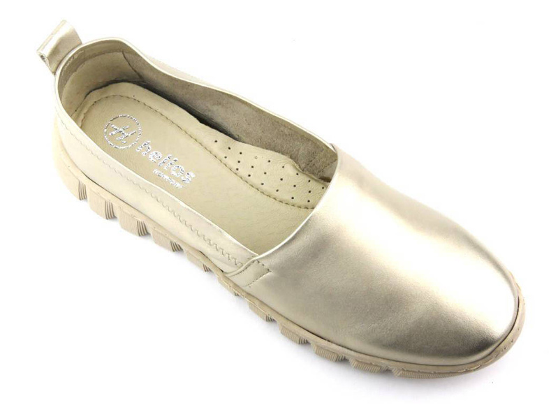 Skórzane półbuty, buty damskie wsuwane - HELIOS Komfort 405, złote