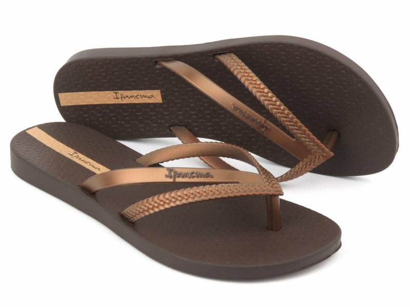 Japonki damskie basenowe - Ipanema 82067, brązowe