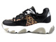 Sneakersy, buty sportowe damskie z panterką - GOE J-298, czarne