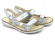 Skórzane sandały damskie na rzepy - Helios Komfort 794S, srebrne