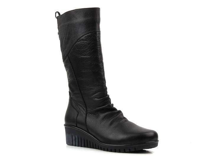 Kozaki damskie na koturnie - COMFORTABEL 970013-01, czarne