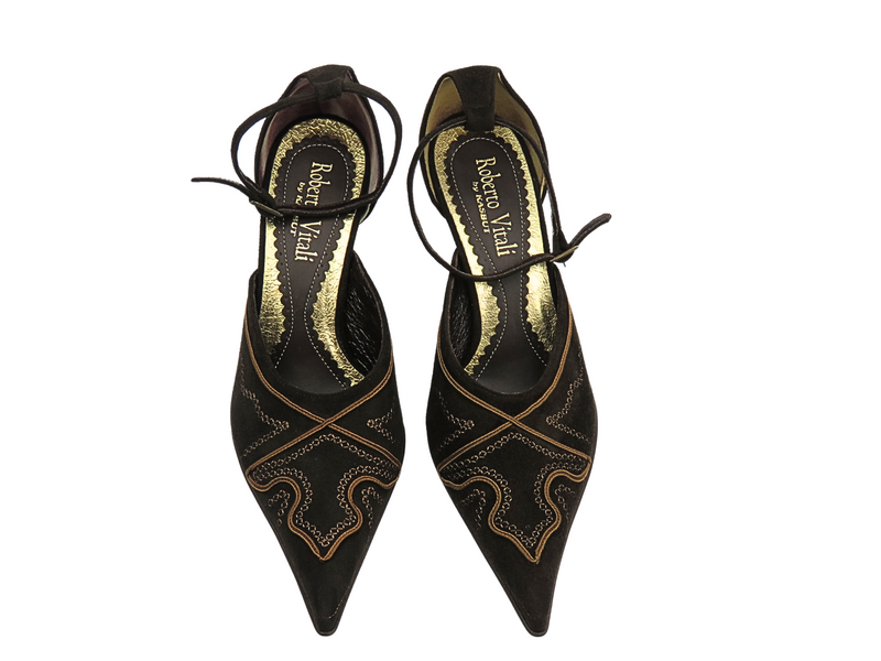 Czółenka na szpilce brązowe Roberto Vitali 449N7