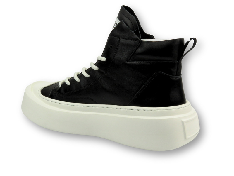Skórzane sneakersy męskie za kostkę - JOHN DOUBARE 6119, czarne