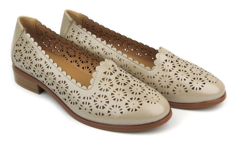 Półbuty, mokasyny damskie Potocki 24-12320, złote