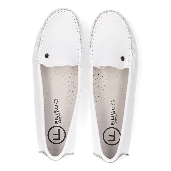 Skórzane mokasyny damskie - Filippo DP2037, białe