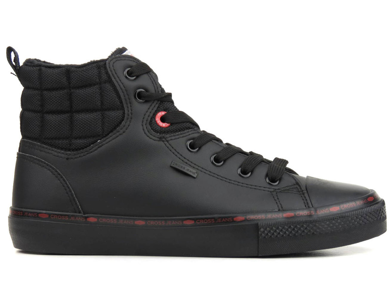 Ocieplane trampki męskie za kostkę - CROSS JEANS KK1R4054C, czarne