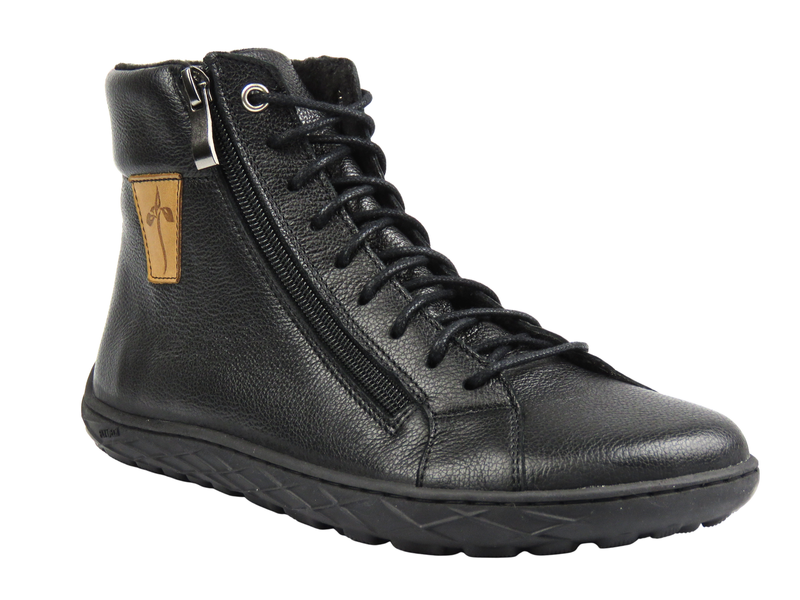 Barefoot skórzane minimalistyczne botki damskie czarne lico Nika Komfort 1443