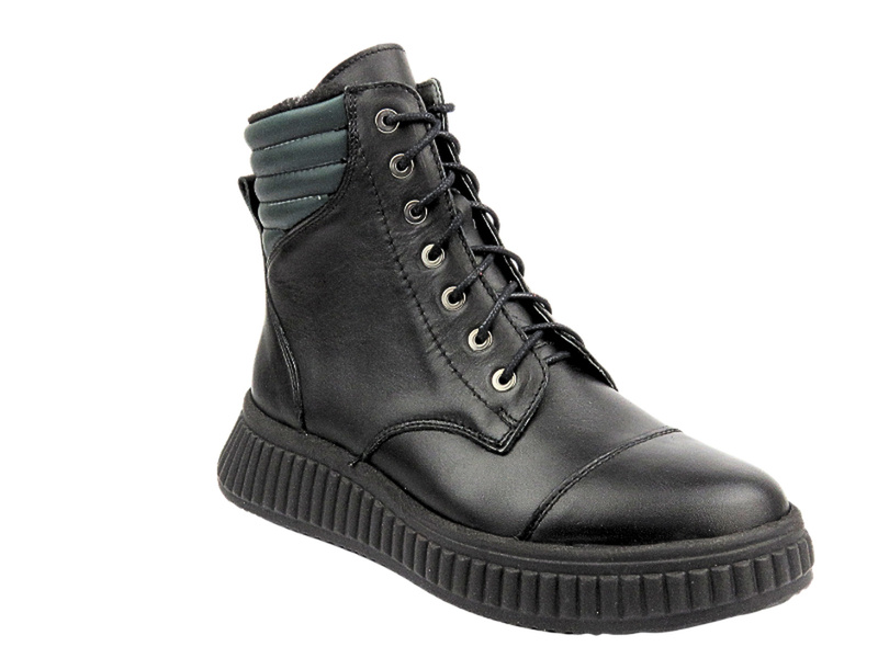 Skórzane botki damskie na zamek czarne HELIOS Komfort 599