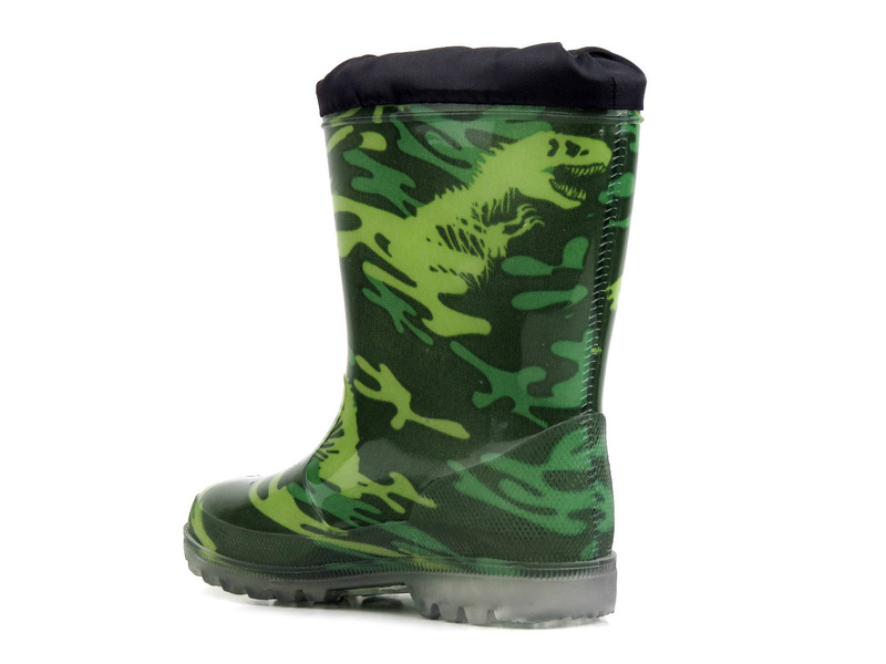 Wysokie kalosze dziecięce - WOJTYŁKO 2205, zielone moro