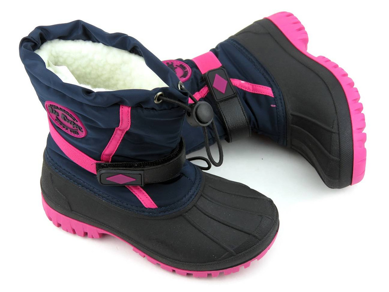 Śniegowce dziecięce ocieplane futerkiem - LEE COOPER LCJ-21-44-0522K, czarno-różowe