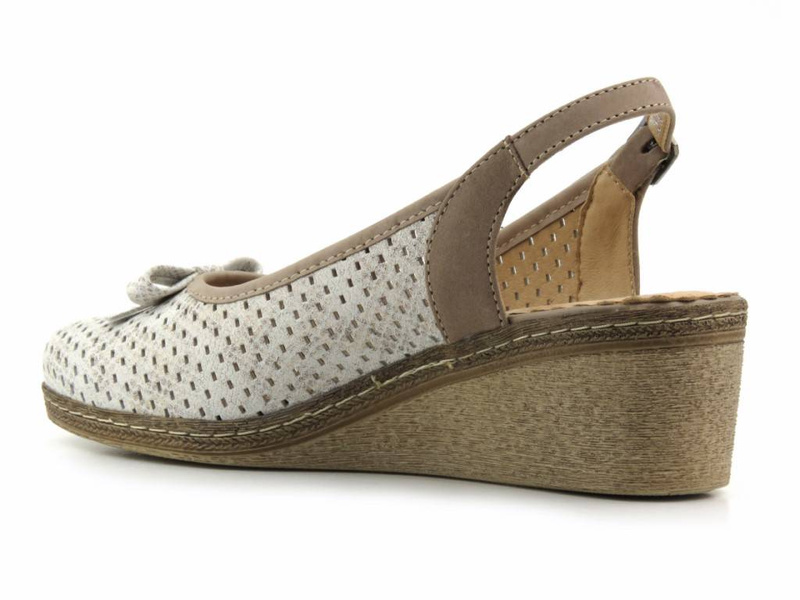 Wygodne sandały damskie na koturnie - Axel 2510, białe