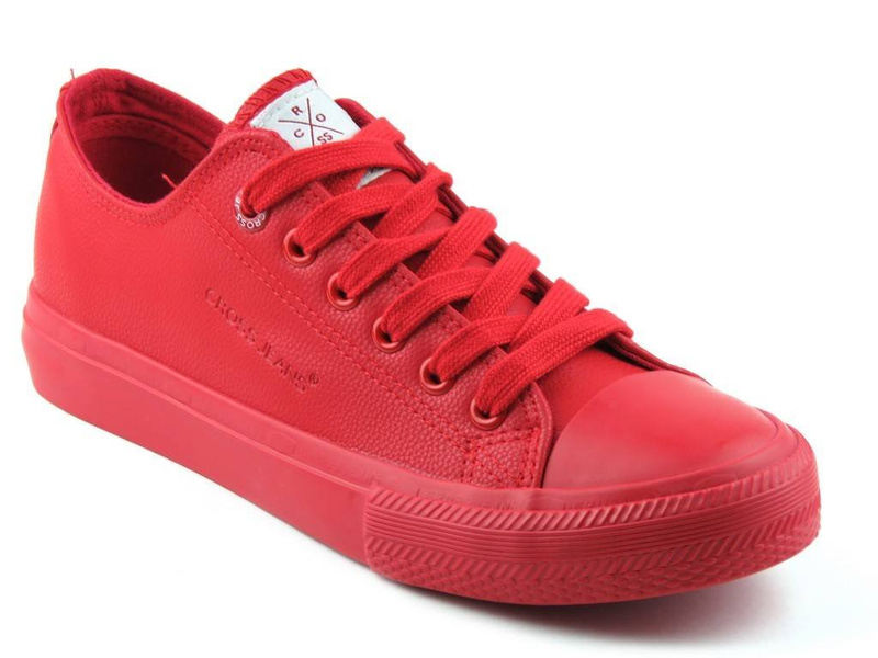Trampki damskie z ekoskóry - Cross Jeans DD2R4032CFW20, czerwone