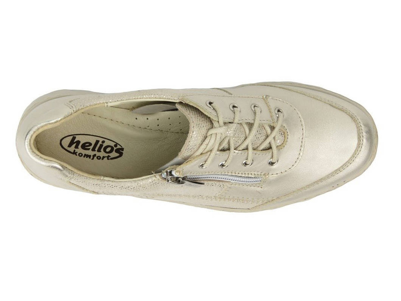 Złote sneakersy damskie na lekkiej i elastycznej podeszwie - Helios Komfort 378