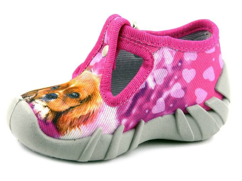 Kapcie dziecięce dziewczęce Befado 110P415, różowe z pieskami