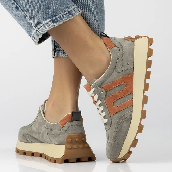 Sneakersy damskie - Filippo DP6743/25, khaki, sznurowane