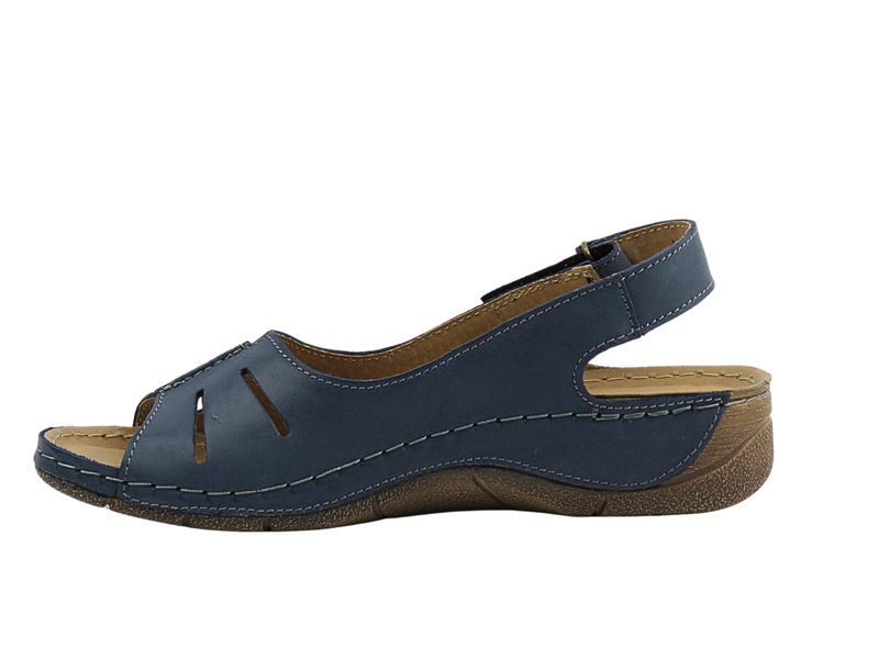 Skórzane sandały damskie granatowe HELIOS Komfort 117