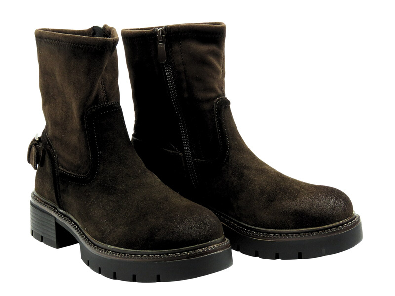 Ocieplane Botki Damskie - Potocki 25-96307 Brązowe Na Zamek