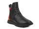 Botki damskie z dwoma suwakami - MANITU 990164-04, czarne z czerwonymi dodatkami