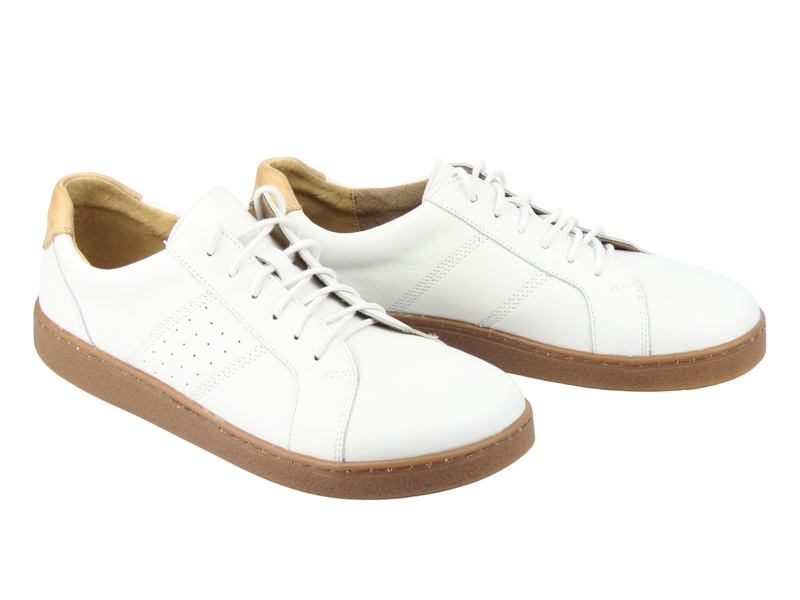 Barefoot skórzane minimalistyczne półbuty męskie białe Helios Komfort 829