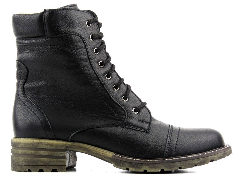 Ciepłe trzewiki, trapery damskie na zimę - WASAK 0546, czarne