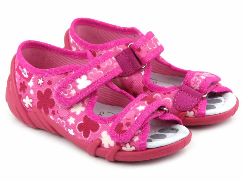 Sandałki dziecięce z profilowaną, skórzaną wkładką - Ren But 33-378P1547, różowe