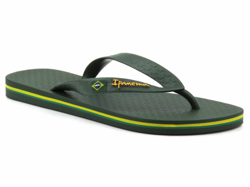 Basenowe japonki męskie IPANEMA 80415, zielone z flagą Brazylii
