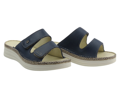 Wygodne, miękkie klapki damskie HELIOS Komfort 122, granatowe