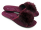 Miękkie kapcie damskie z futerkowym pomponem - INBLU NP-6V, bordowe
