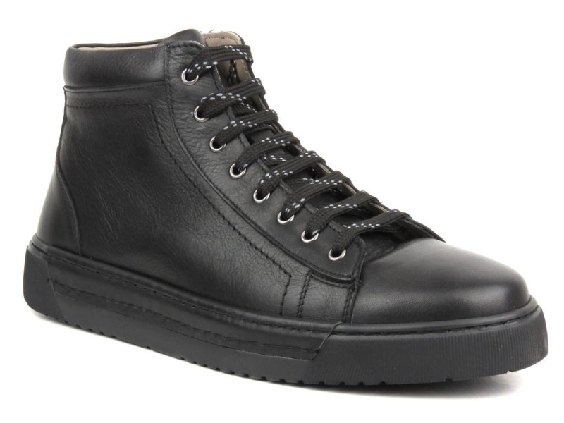 Skórzane trampki męskie - VENEZIA 242591, czarne