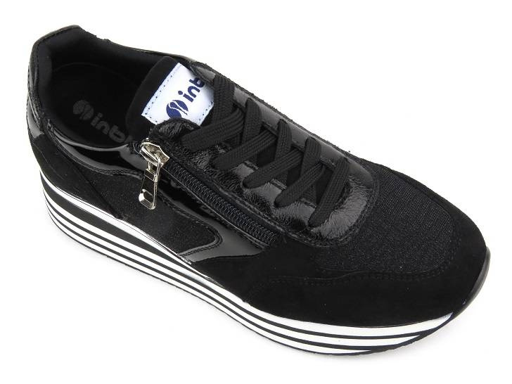 Sneakersy damskie na platformie - INBLU IN000224, czarne