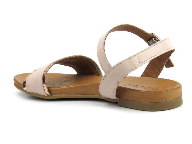 Miękkie sandały damskie na płaskiej podeszwie - VENEZIA 030020685, beżowe