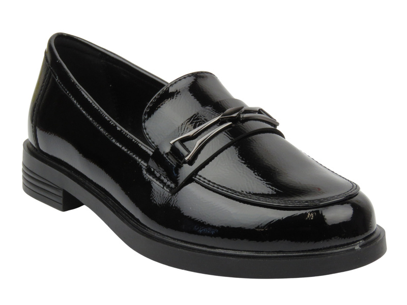 Mokasyny, loafersy damskie lakierowane - Potocki 25-12555, czarne