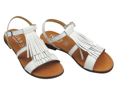Skórzane sandały damskie białe Nika Komfort 1219
