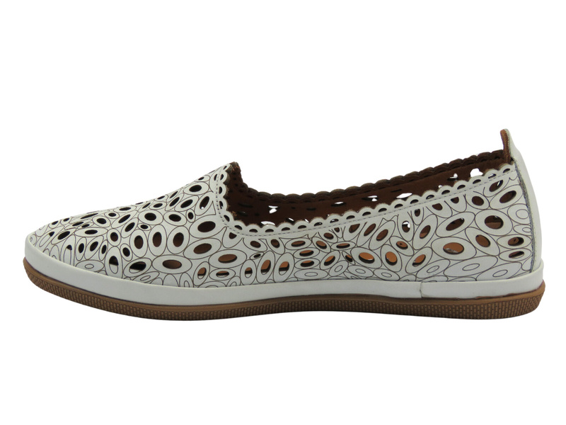 Skórzane półbuty damskie polskiej marki białe Nika Komfort H-477