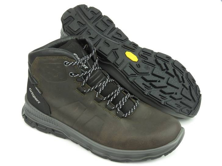 Włoskie trekkingi męskie z membraną - GRISPORT 14803T42G Marrone Texas, ciemnobrązowe