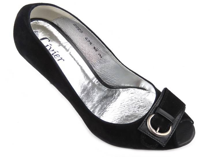 Skórzane czółenka na szpilce Livier K-425, czarne