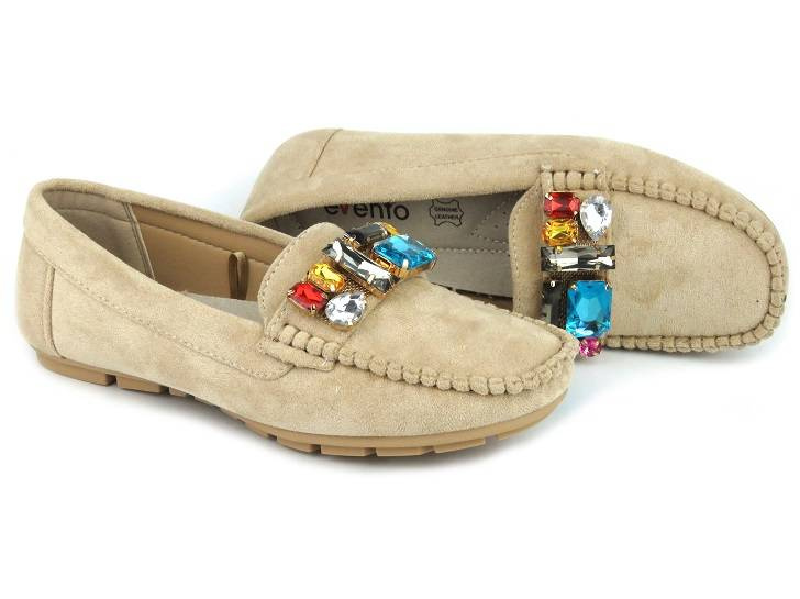 Mokasyny damskie ze skórzaną wkładką - Evento 23PB26-2200, beżowe