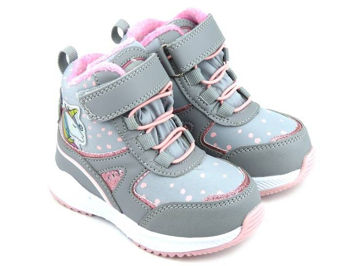 Śniegowce dziecięce z jednorożcem - AMERICAN CLUB Softshell RL 93/22, szare