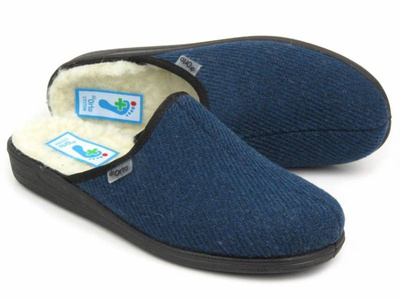 Ocieplane kapcie męskie z wełną - dr Orto 000M325, granatowe