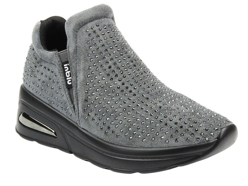 Sneakersy damskie na platformie - INBLU IN-386, szare