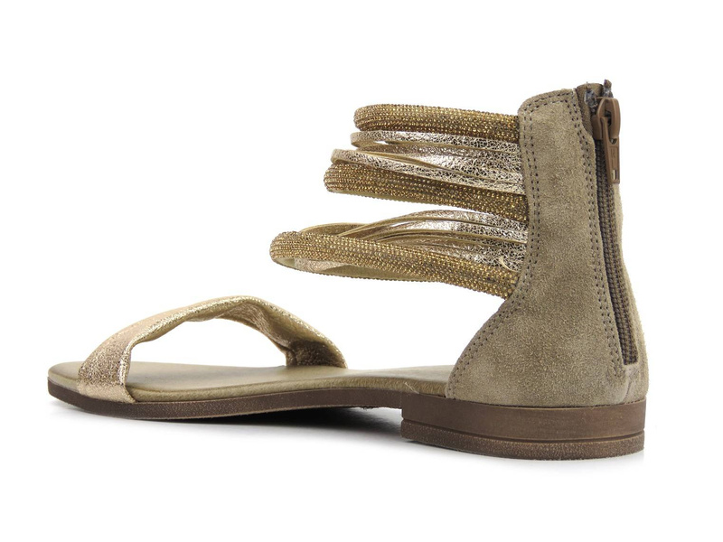 Płaskie sandały damskie, gladiatorki - VENEZIA 7067, złote