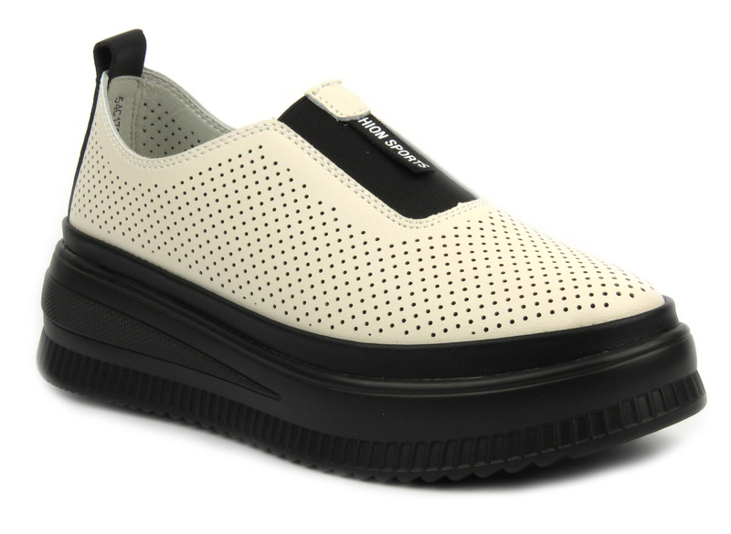 Skórzane półbuty damskie - Artiker 54C1705, beżowe