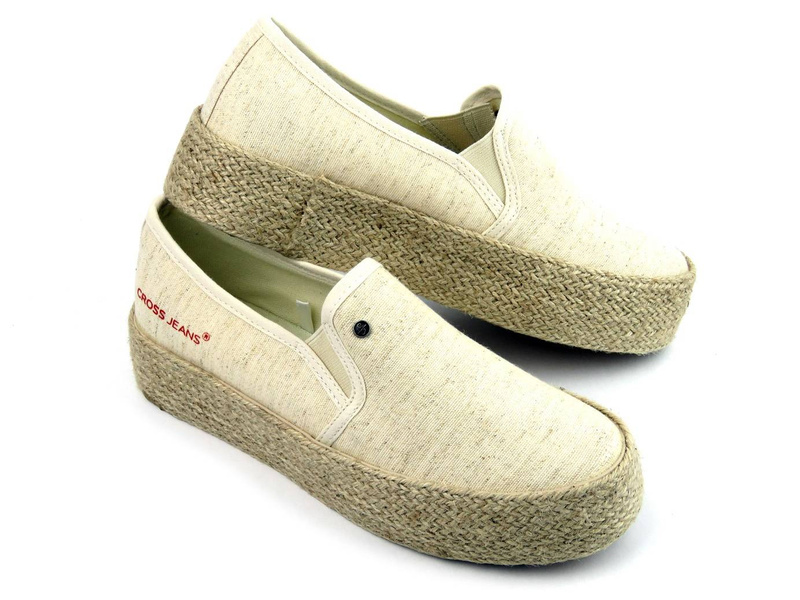 Espadryle damskie, półbuty na lato - CROSS JEANS JJ2R4014C, beżowe