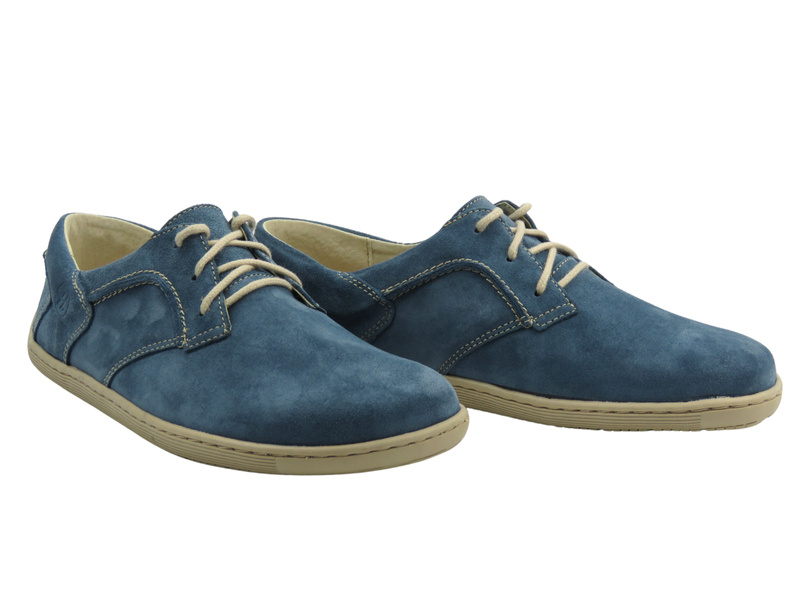 BareFoot skórzane minimalistyczne buty damskie granatowe Helios Komfort 715-2B 