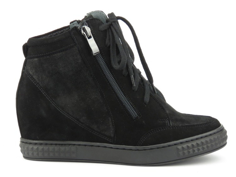 Czarne botki damskie z ukrytym koturnem - Venezia 1123,